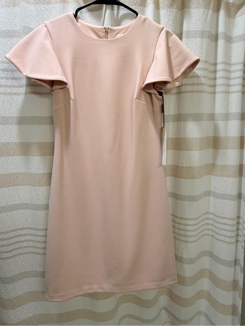 Calvin Klein Blush Pink Flutter-Sleeve Sheath Dress